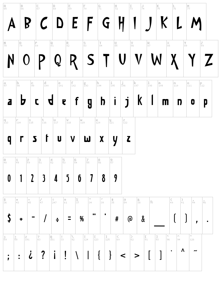 JMH Memorias SH Two font map
